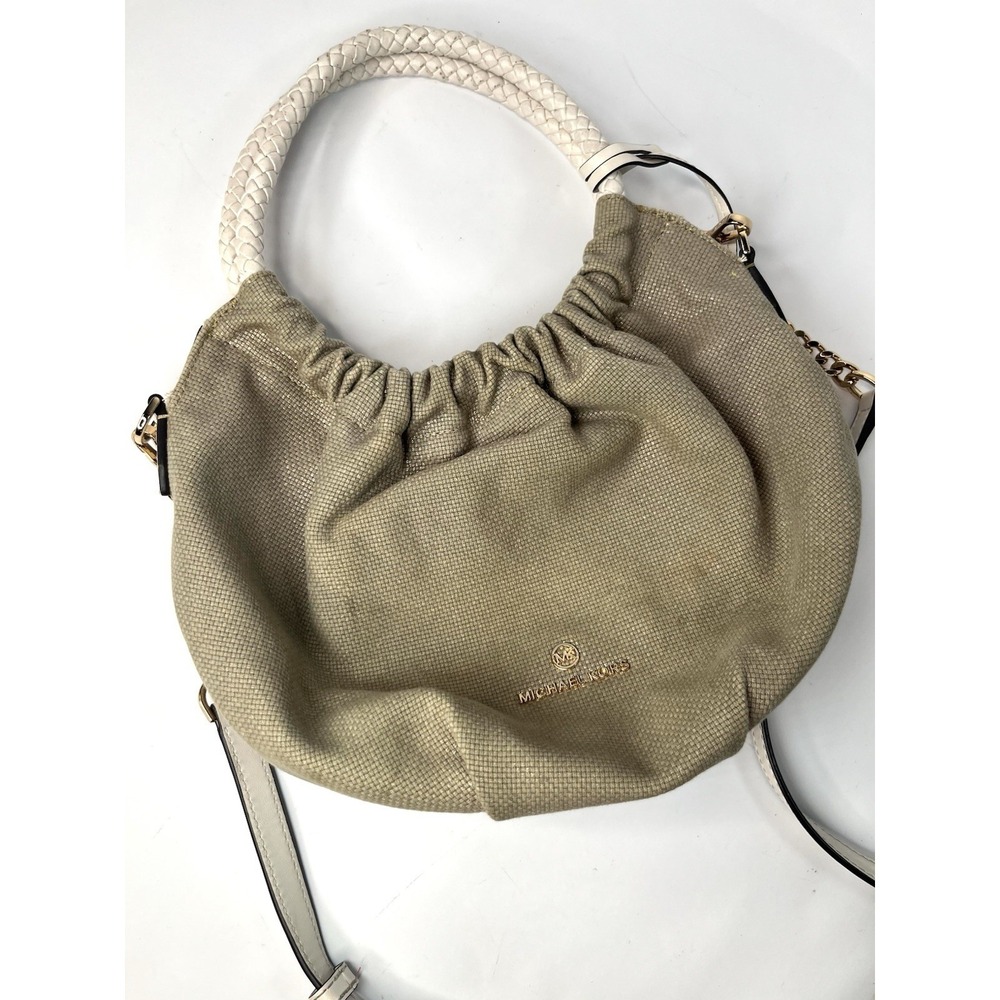 Michael Kors Women's Annie Messenger bag optic white pale gold tone handbag